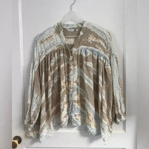 YOUNG FABULOUS & BROKE Tress Button Front Tie Dye Boho Coastal Size S